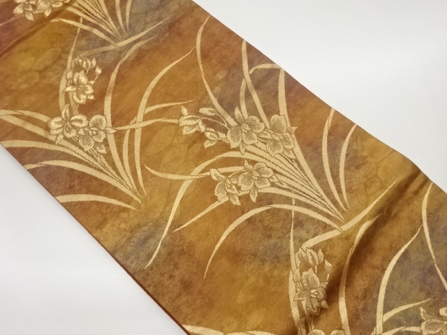 JAPANESE NAGOYA OBI / WOVEN FLORAL PLANTS